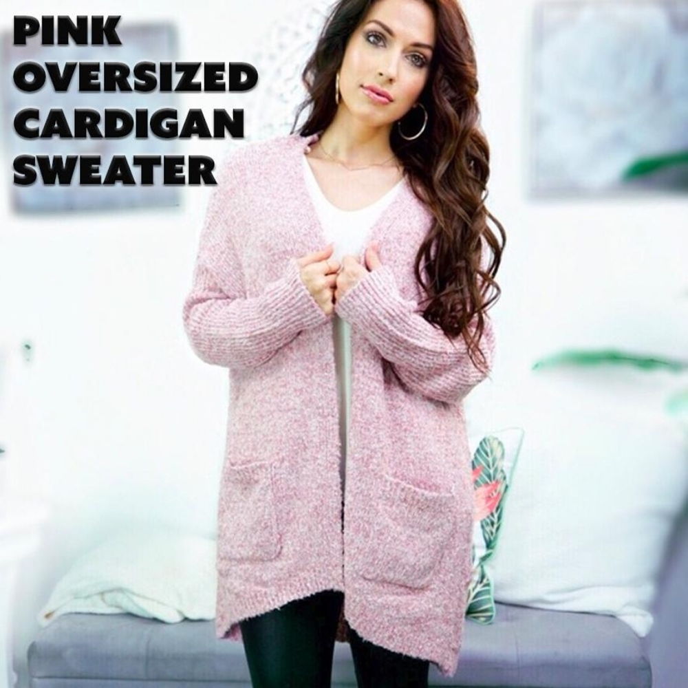 Pink Oversized Cardigan Sweater